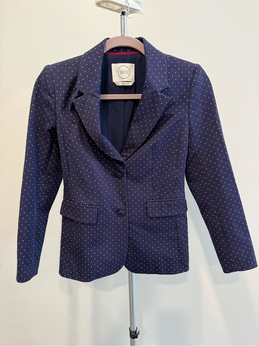 1901 Navy Blazer with White Microdots